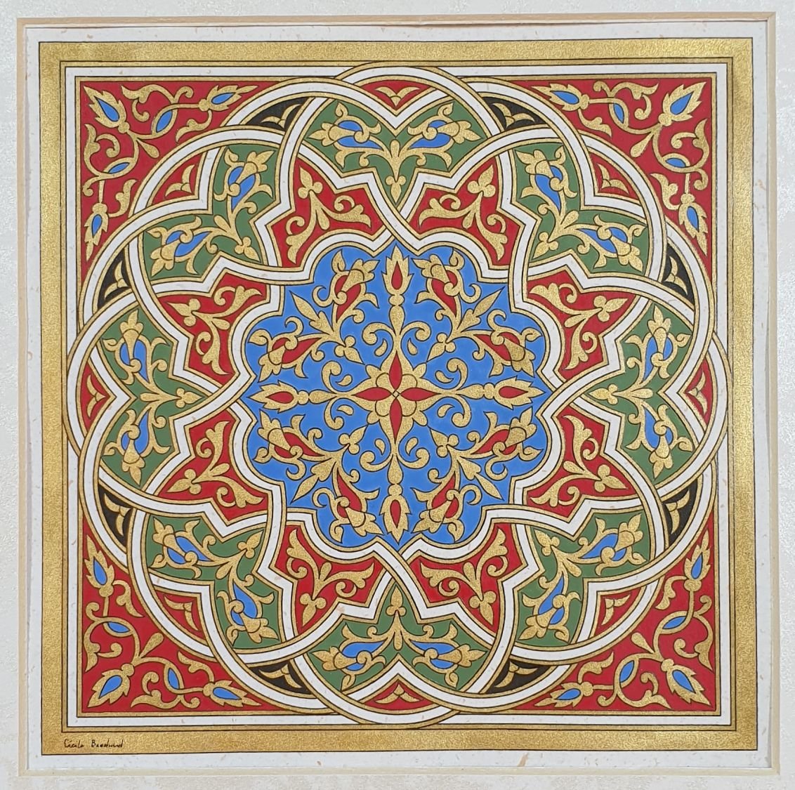 Gold/green/blue/red arabesque illumination 