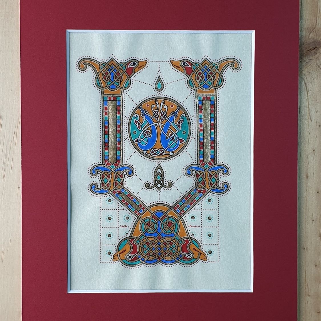 Illuminated letter V Franco-Saxon style