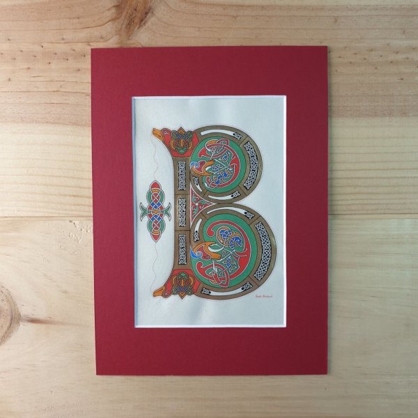Illuminated letter B Franco-Saxon style