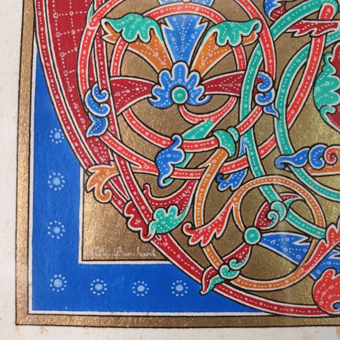 Illuminated letter E in early Gothic style