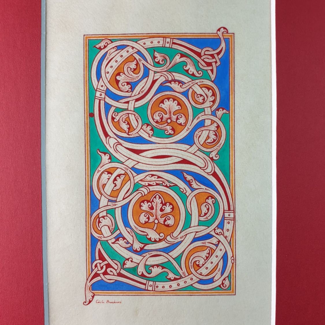 Illuminated letter S in Romanesque style