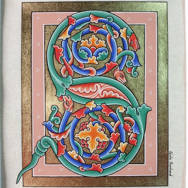 Illuminated letter S in Romanesque style