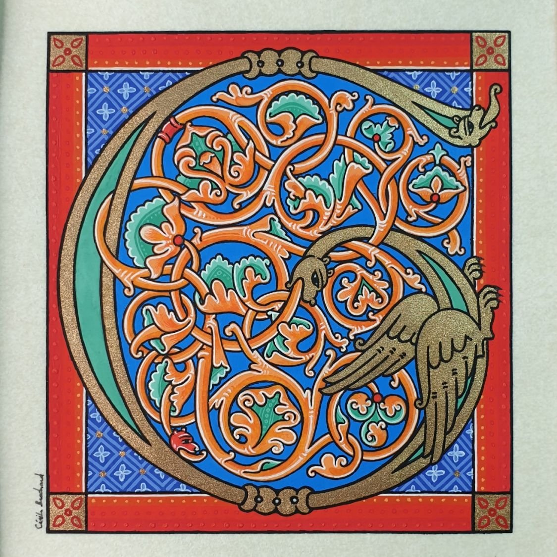 Illuminated letter G in roman style