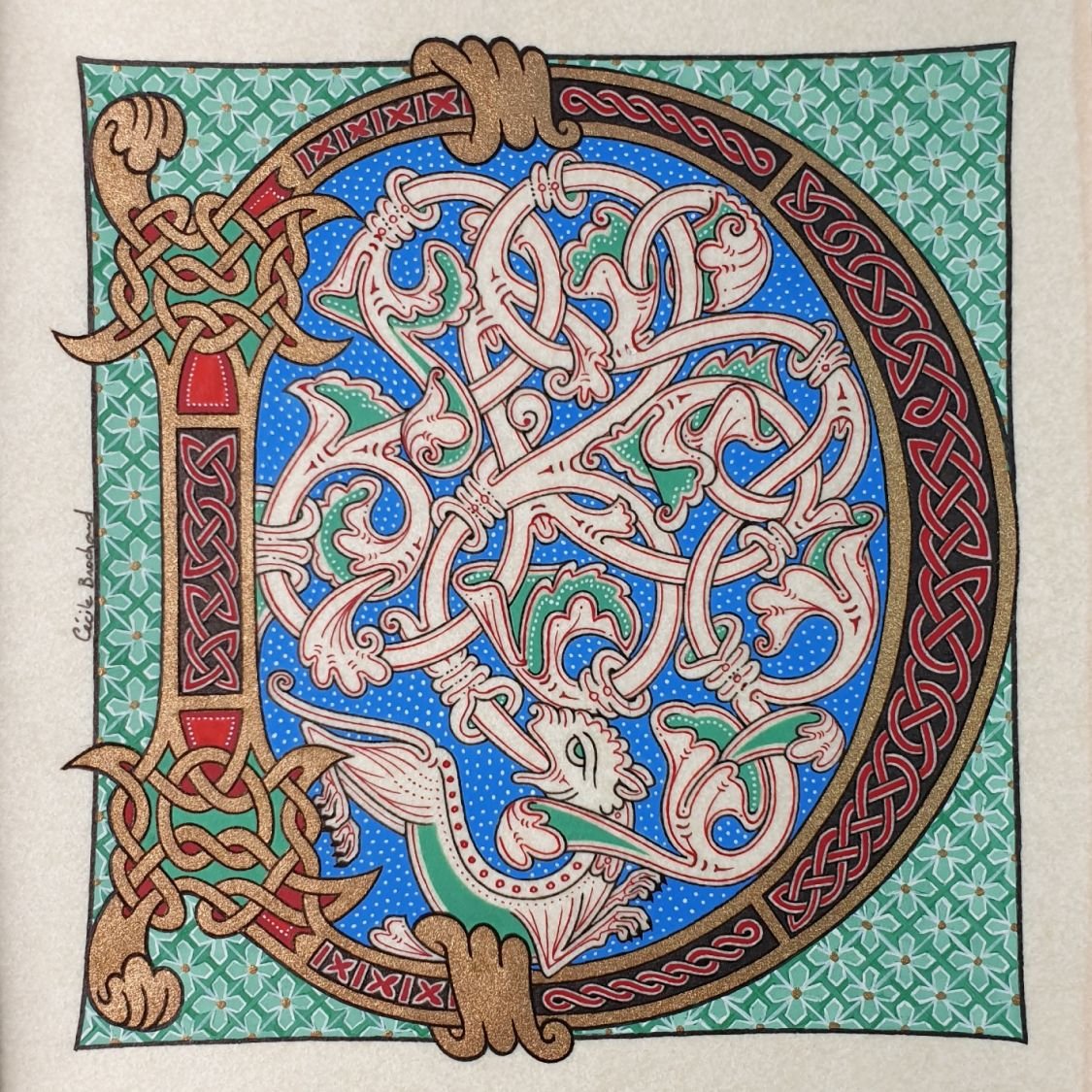 Illuminated letter D roman style