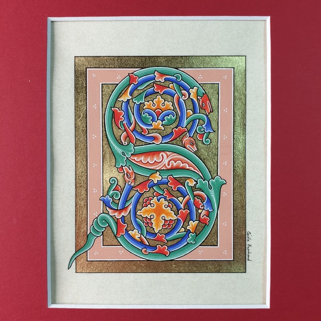 Illuminated letter S in Romanesque style