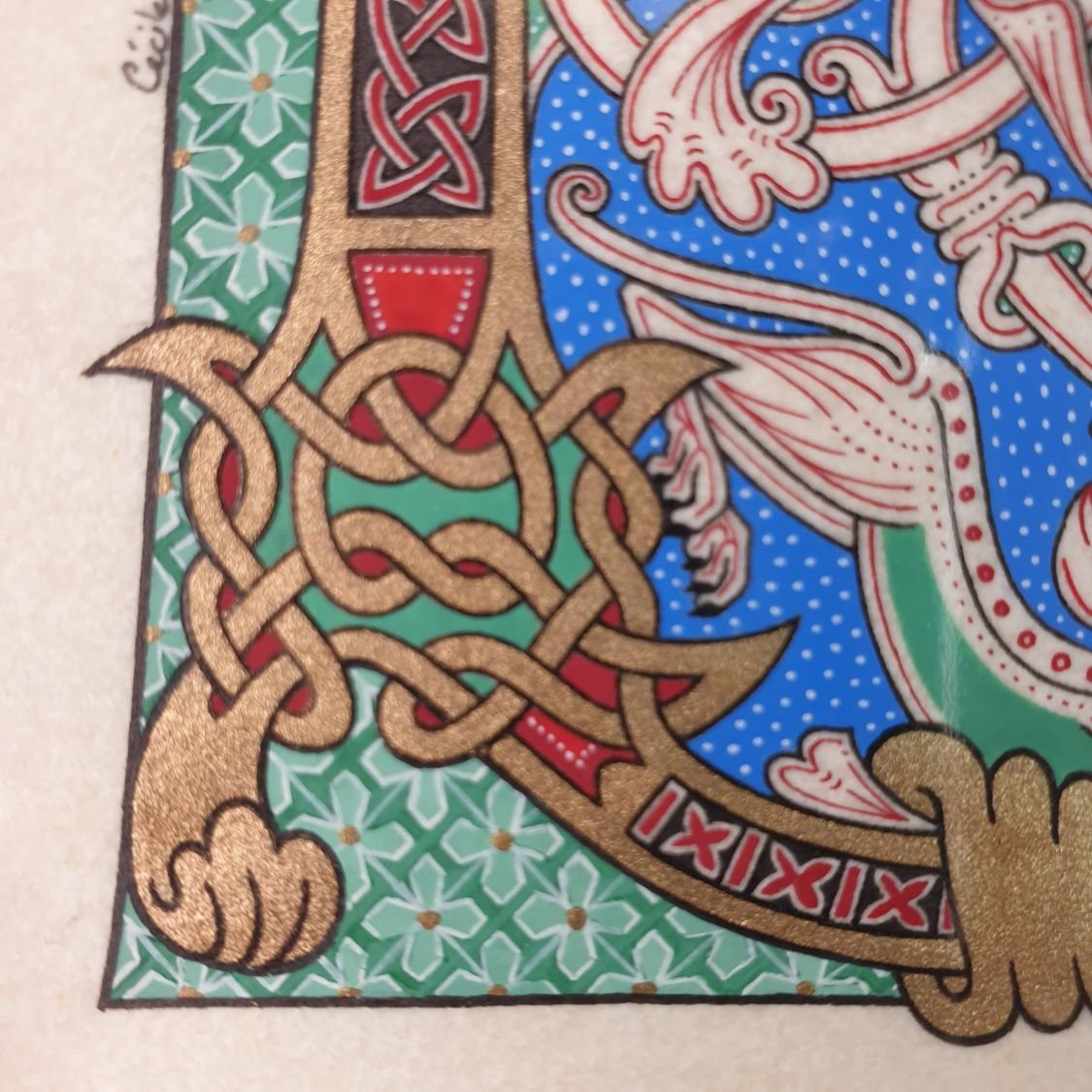 Illuminated letter D roman style