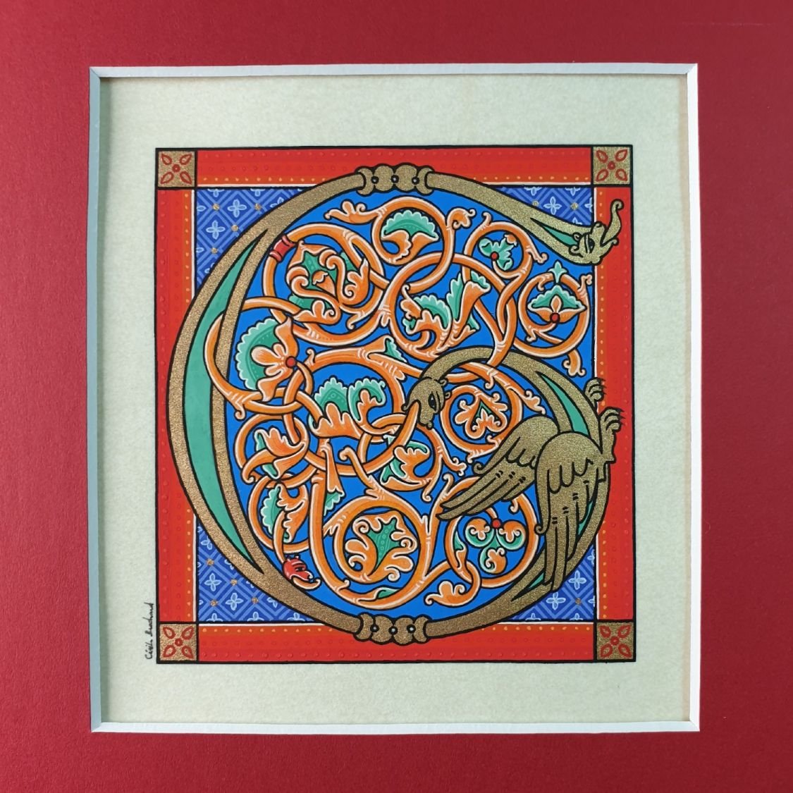 Illuminated letter G in roman style