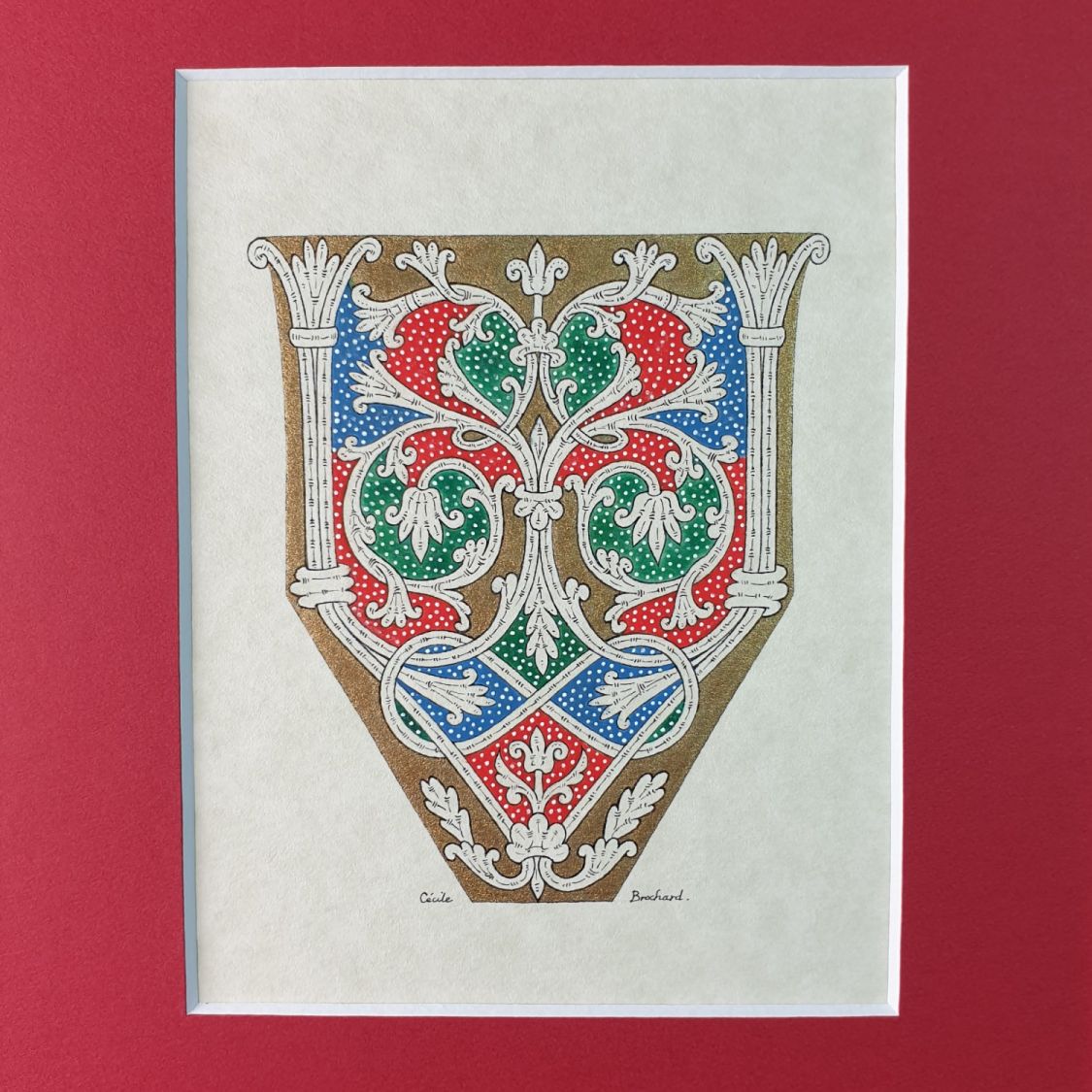 Illuminated letter V in roman style