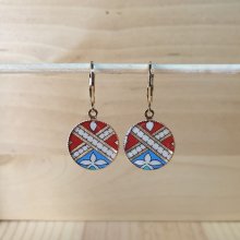 Gold/red/blue/green dangling earrings